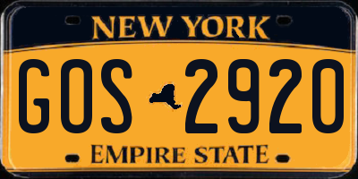 NY license plate GOS2920