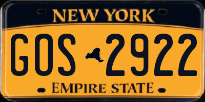 NY license plate GOS2922
