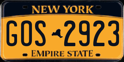 NY license plate GOS2923