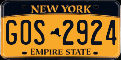 NY license plate GOS2924