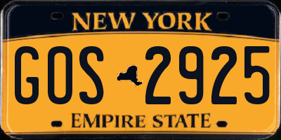 NY license plate GOS2925