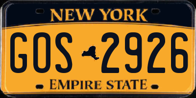 NY license plate GOS2926