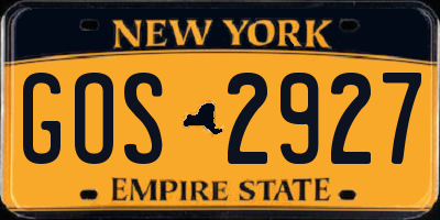 NY license plate GOS2927
