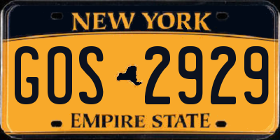 NY license plate GOS2929