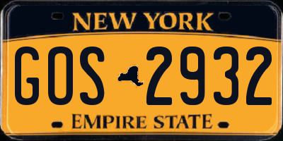 NY license plate GOS2932