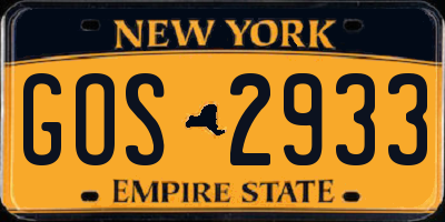 NY license plate GOS2933
