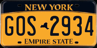 NY license plate GOS2934