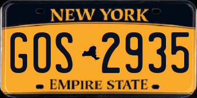 NY license plate GOS2935