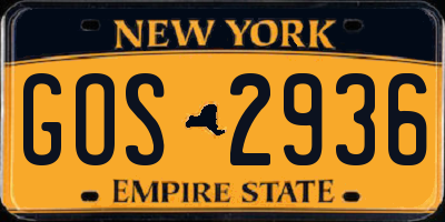 NY license plate GOS2936