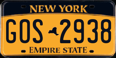 NY license plate GOS2938