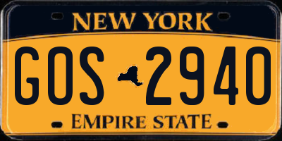 NY license plate GOS2940