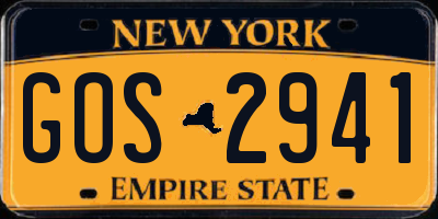 NY license plate GOS2941