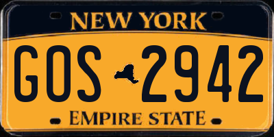 NY license plate GOS2942