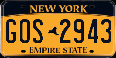 NY license plate GOS2943