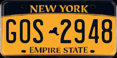 NY license plate GOS2948