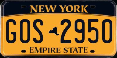 NY license plate GOS2950
