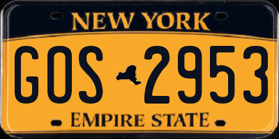 NY license plate GOS2953