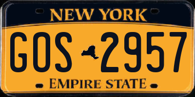 NY license plate GOS2957