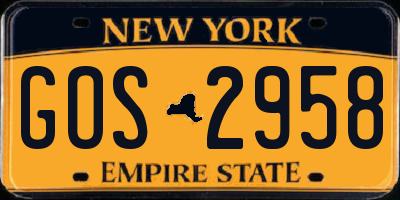 NY license plate GOS2958