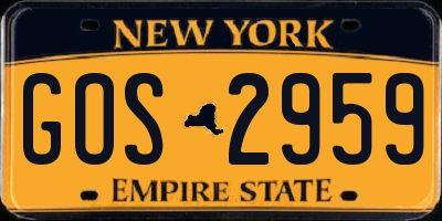 NY license plate GOS2959