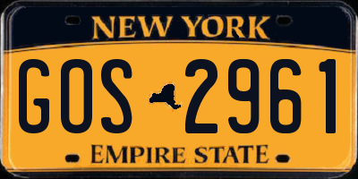 NY license plate GOS2961