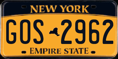 NY license plate GOS2962