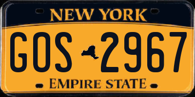NY license plate GOS2967