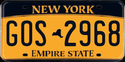 NY license plate GOS2968