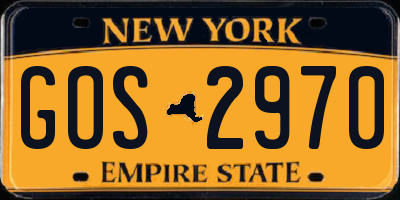 NY license plate GOS2970