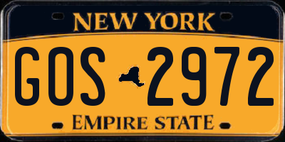 NY license plate GOS2972