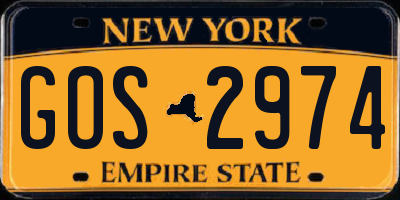 NY license plate GOS2974