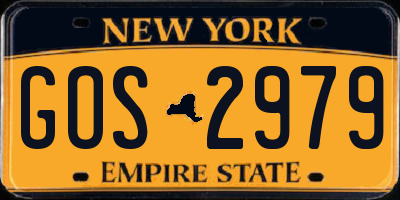NY license plate GOS2979