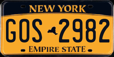 NY license plate GOS2982