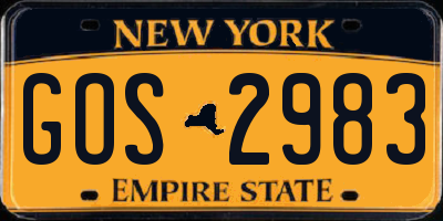 NY license plate GOS2983