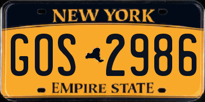 NY license plate GOS2986