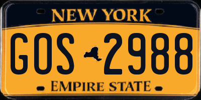 NY license plate GOS2988