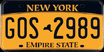 NY license plate GOS2989