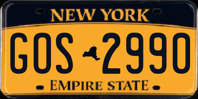 NY license plate GOS2990