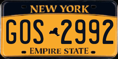 NY license plate GOS2992