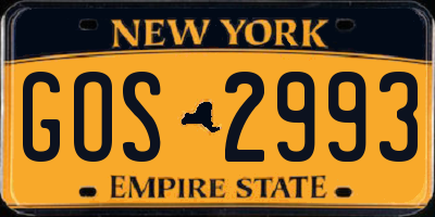 NY license plate GOS2993