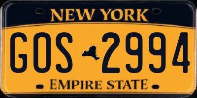 NY license plate GOS2994