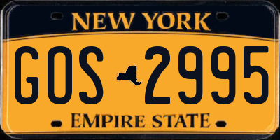 NY license plate GOS2995