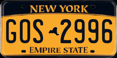 NY license plate GOS2996