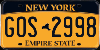 NY license plate GOS2998