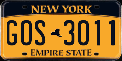NY license plate GOS3011