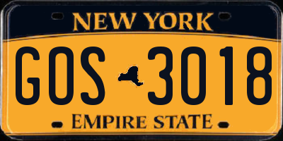 NY license plate GOS3018