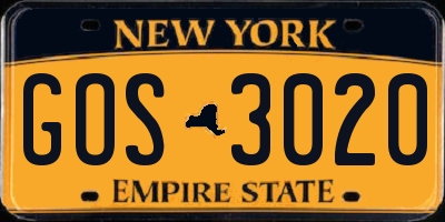 NY license plate GOS3020