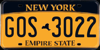 NY license plate GOS3022