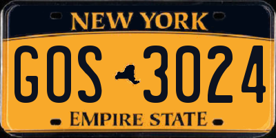 NY license plate GOS3024