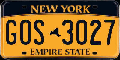 NY license plate GOS3027